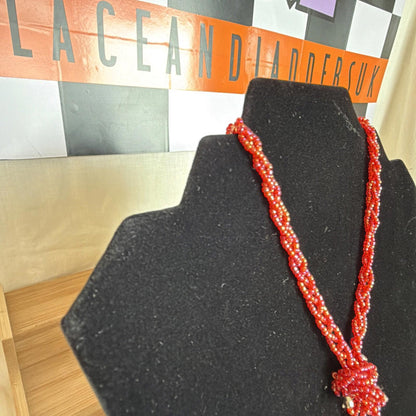 Vintage Costume Jewellery Necklace Beaded Design gorgeous 60s 70s orange funk