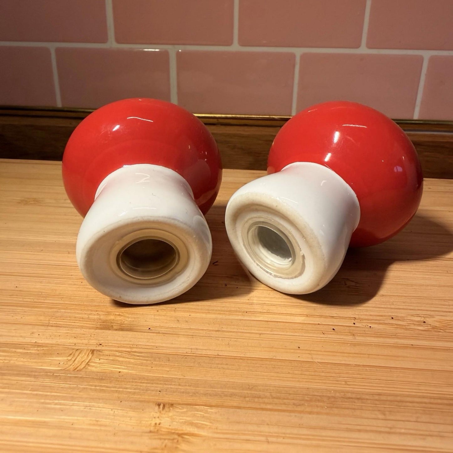 MCM Mid Century Vintage Mushroom Salt and Pepper Shakers Ceramic Vegetable Set