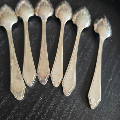 Set of 6 Vintage Silver plates epns Shaped fruit Spoons