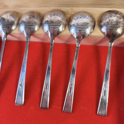 5Silver Plated Soup Spoons Incredibly Detailed Pattern Antique Cutlery Vintage