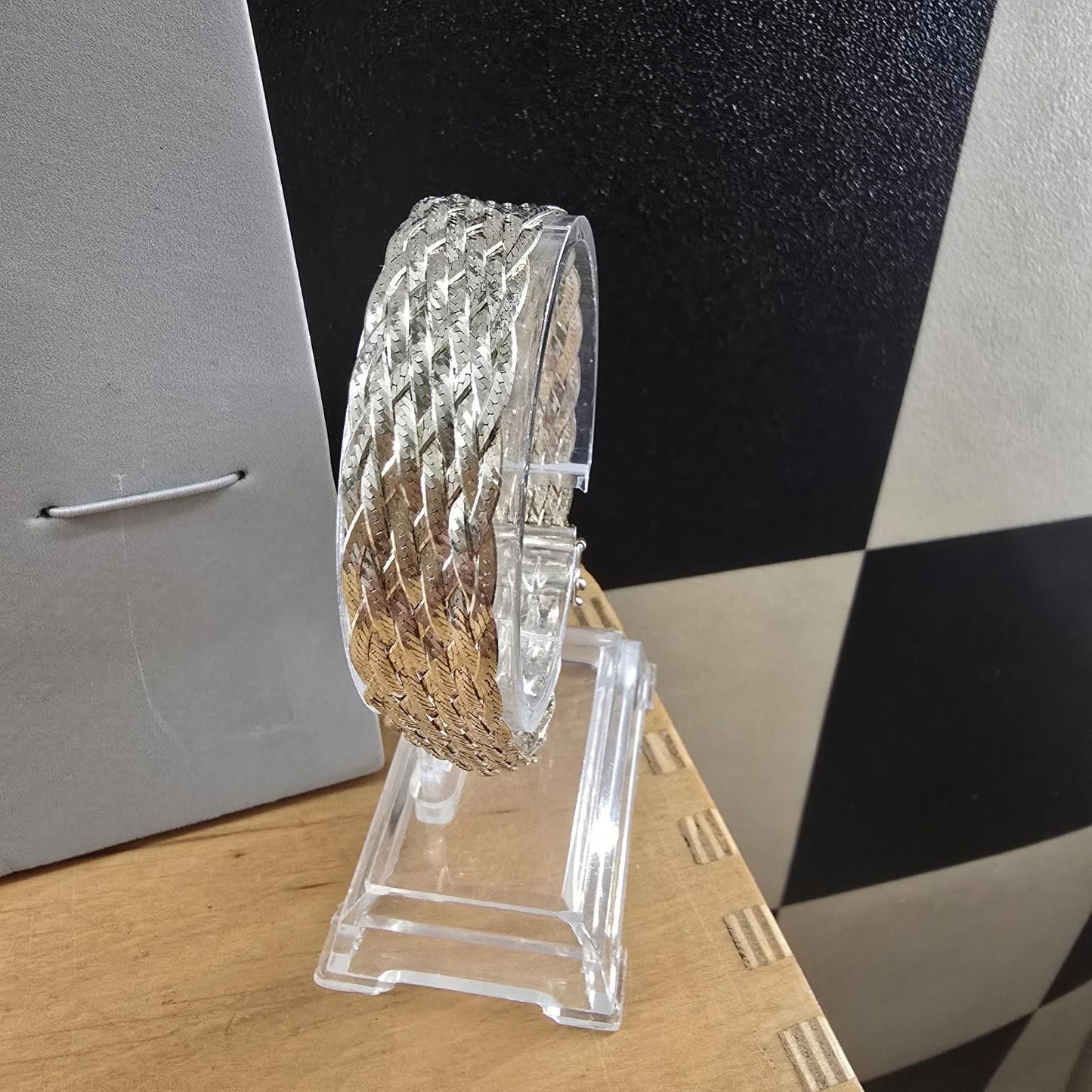 Vintage Italy 925 Sterling Silver Heavy Wide Basket Weave bracelet