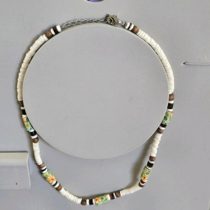 Vintage Santo Domingo Native Turquoise Shell Beads Heishi Necklace