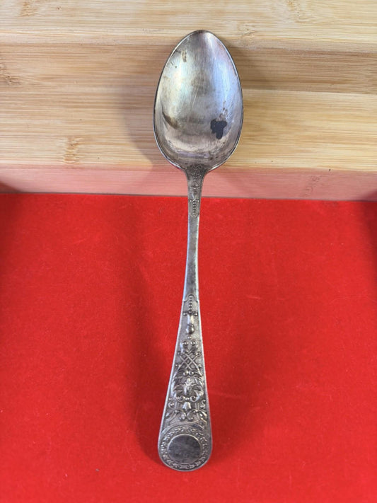XL Serving Silver Plated Spoon Very Detailed Pattern Antique Vintage Cutlery