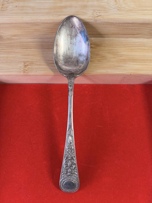 XL Serving Silver Plated Spoon Very Detailed Pattern Antique Vintage Cutlery