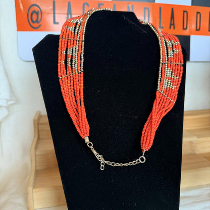 Vintage Costume Jewellery Necklace Unknown Beaded Design
