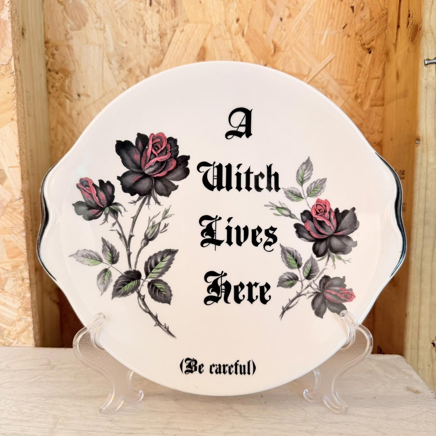 Vintage Plates With Slogan On ‘Witch’, Handmade Unique UK Novelty