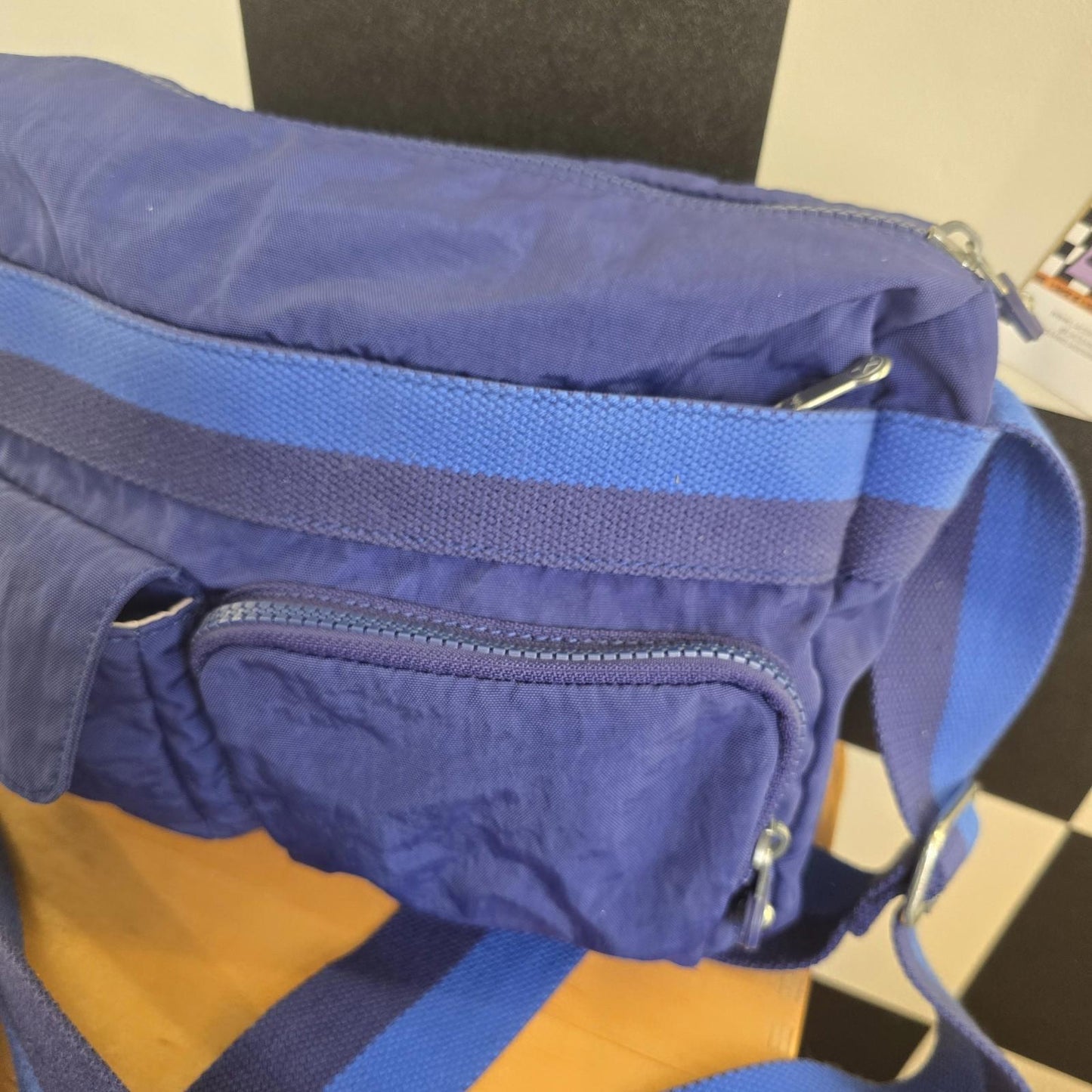 Woman’s Blue Kipling Shoulder Bag With Cross Body Strap Great Condition