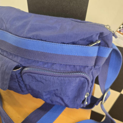 Woman’s Blue Kipling Shoulder Bag With Cross Body Strap Great Condition