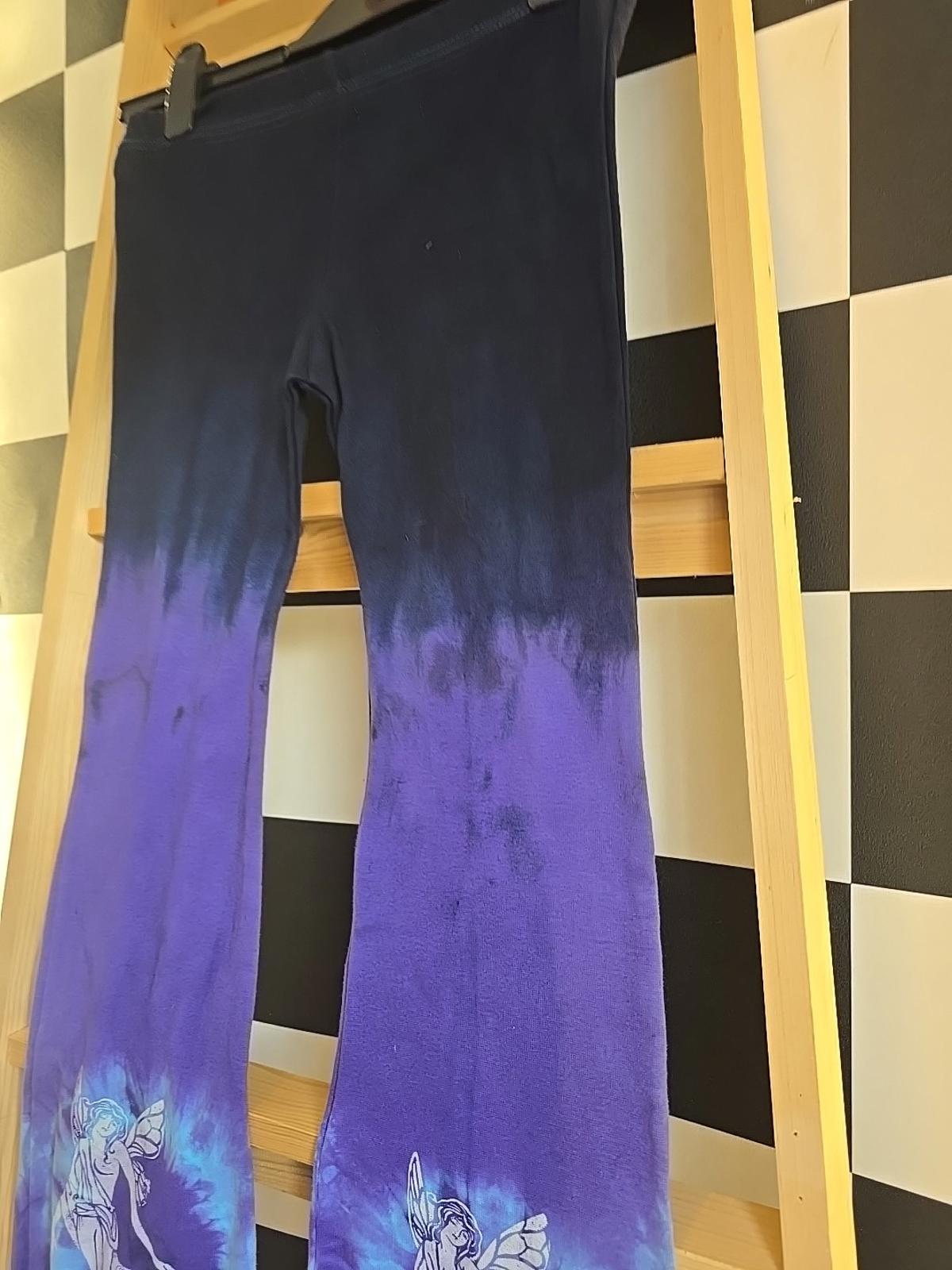Brand New Deadstock Tie-dye Flares Cotton Size S BLUE FAIRY SCREEN PRINT