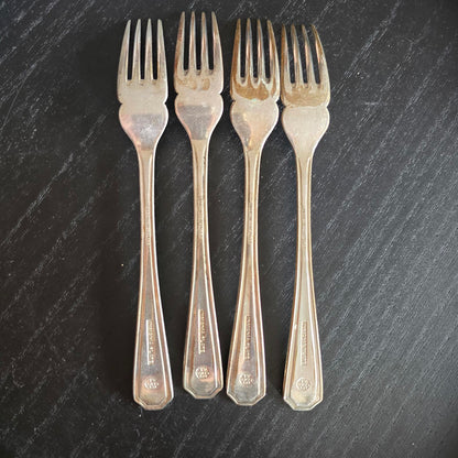 Set of 4 Vintage Silver plated Forks with Monogram EPNS