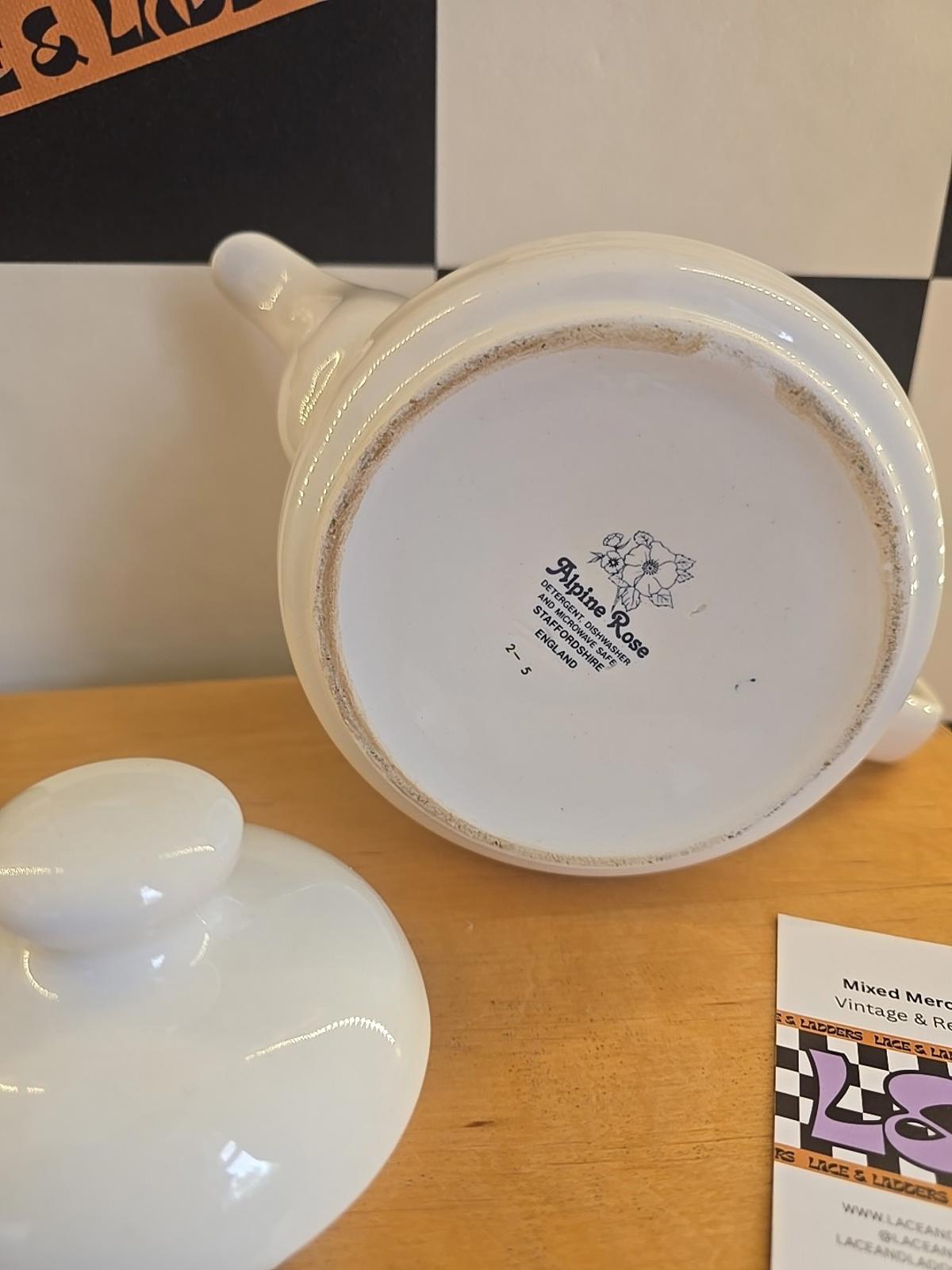 Alpine Rose Vintage Teapot Made In England Floral Design