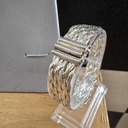 Vintage Italy 925 Sterling Silver Heavy Wide Basket Weave bracelet