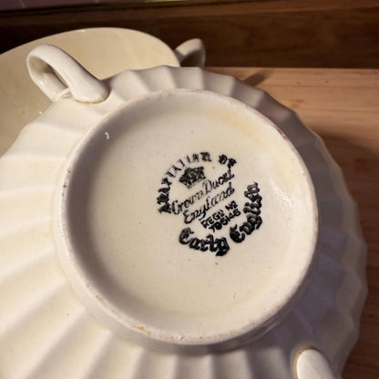 Crown Ducal Ribbed Soup Bowl Pair Art Deco Antique Cream early english rare