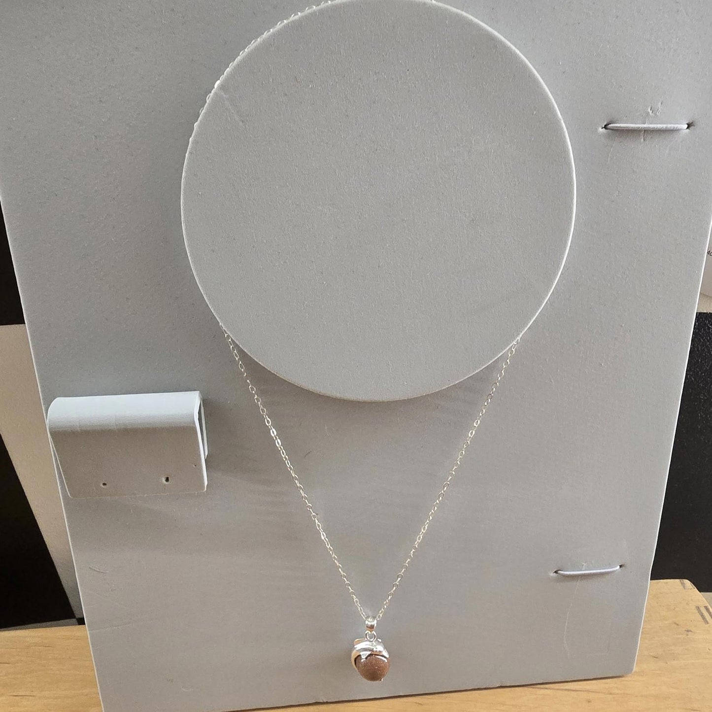 Sterling Silver Goldstone Oval Pendant with Sterling silver dolphin vintage