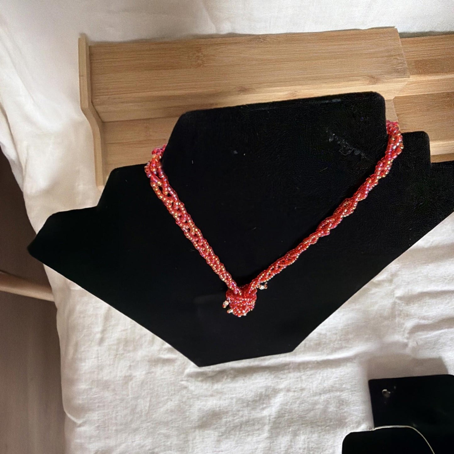 Vintage Costume Jewellery Necklace Beaded Design gorgeous 60s 70s orange funk