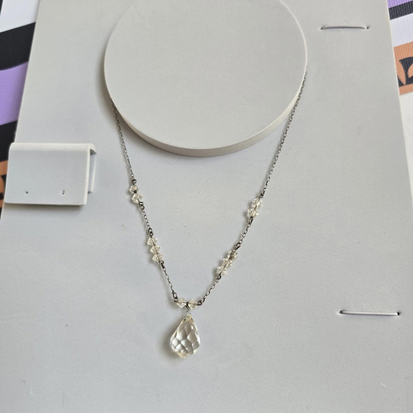 Vintage Costume Jewellry Gemstone Sparkle Silver Style Glamour Necklace