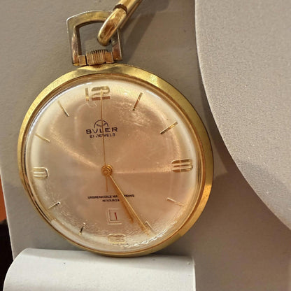 Buler 21 jewels vintage gold plated on a chain vintage mechanical Swiss