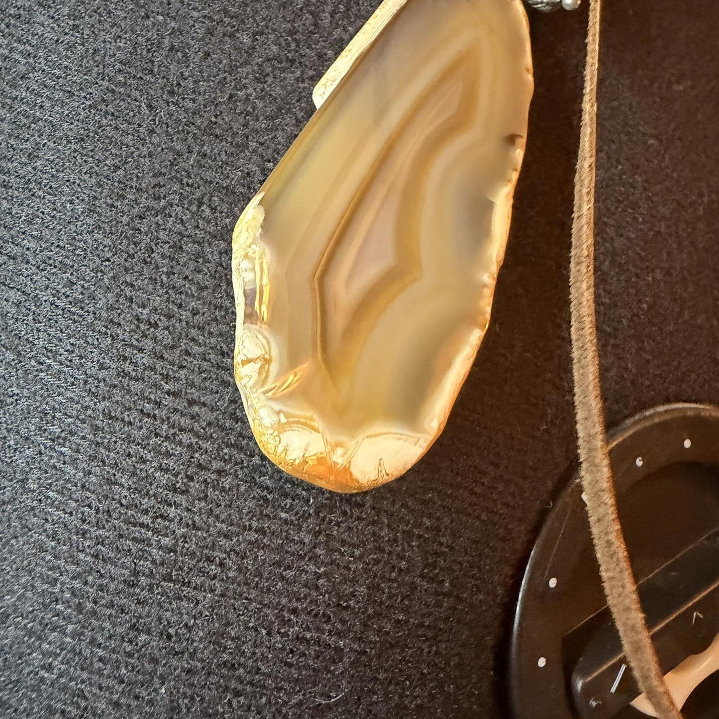 pendant necklace on leather  string 90s y2k style crystal slice