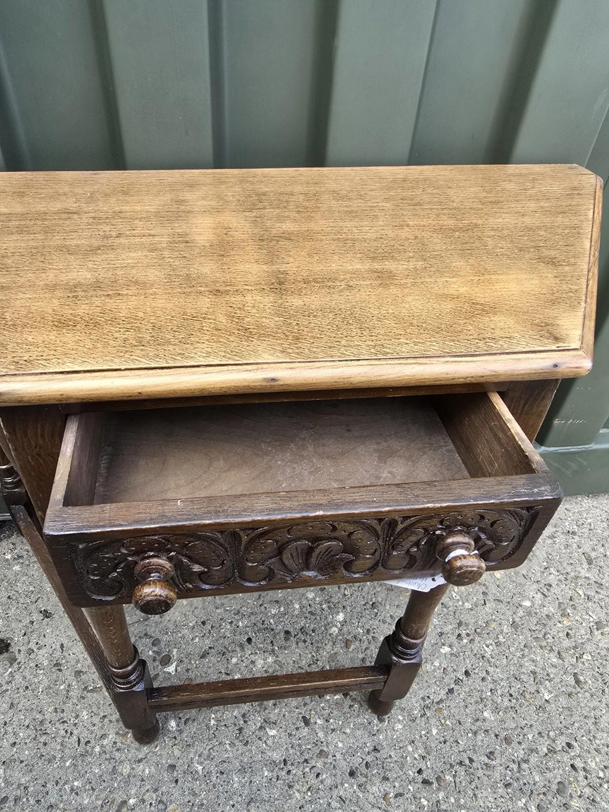 Antique Carved Oak  Side Table