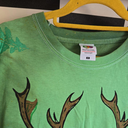 imperfect! Brand New Deadstock Tie Dye size M FRUIT OF THE LOOM T-Shirt Greenman