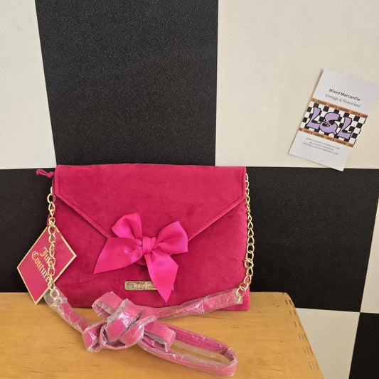 Juicy Couture HOT PINK VELVET CROSSBODY Envelope Bag LIMITED EDITION PROMO Purse
