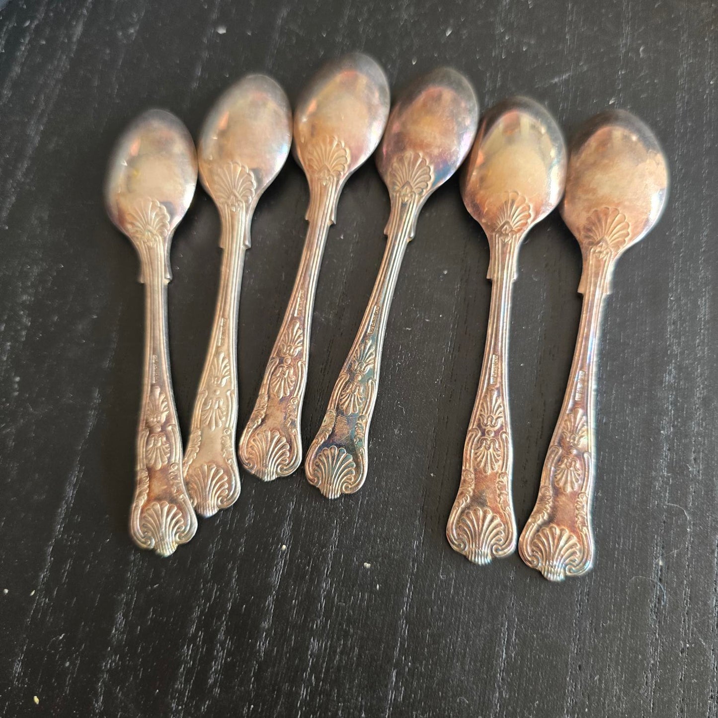 Set of 6 Vintage Ornate Silver plated Spoons