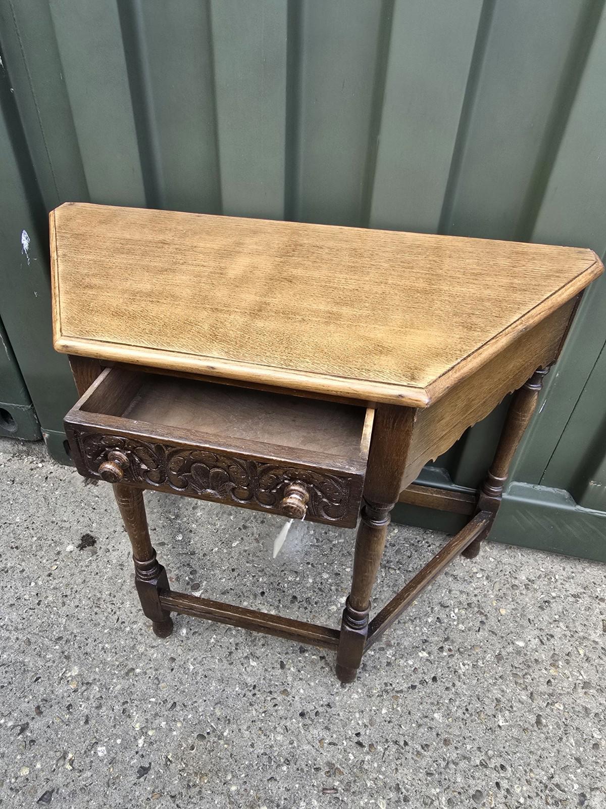 Antique Carved Oak  Side Table
