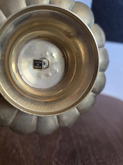 Vintage Brass Pedestal, Fluted, Scalloped Trinket Dish, India
