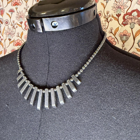 vintage Haematite staggered Pendant Necklace  y2k