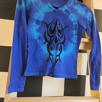 Brand New Deadstock Tie Dye T-Shirt Long Sleeve Size S AMERICAN 100% COTTON