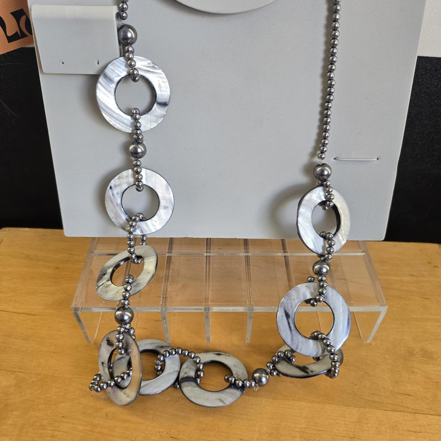 Vintage Silver Effect Statement Necklace Costume Jewellery Long