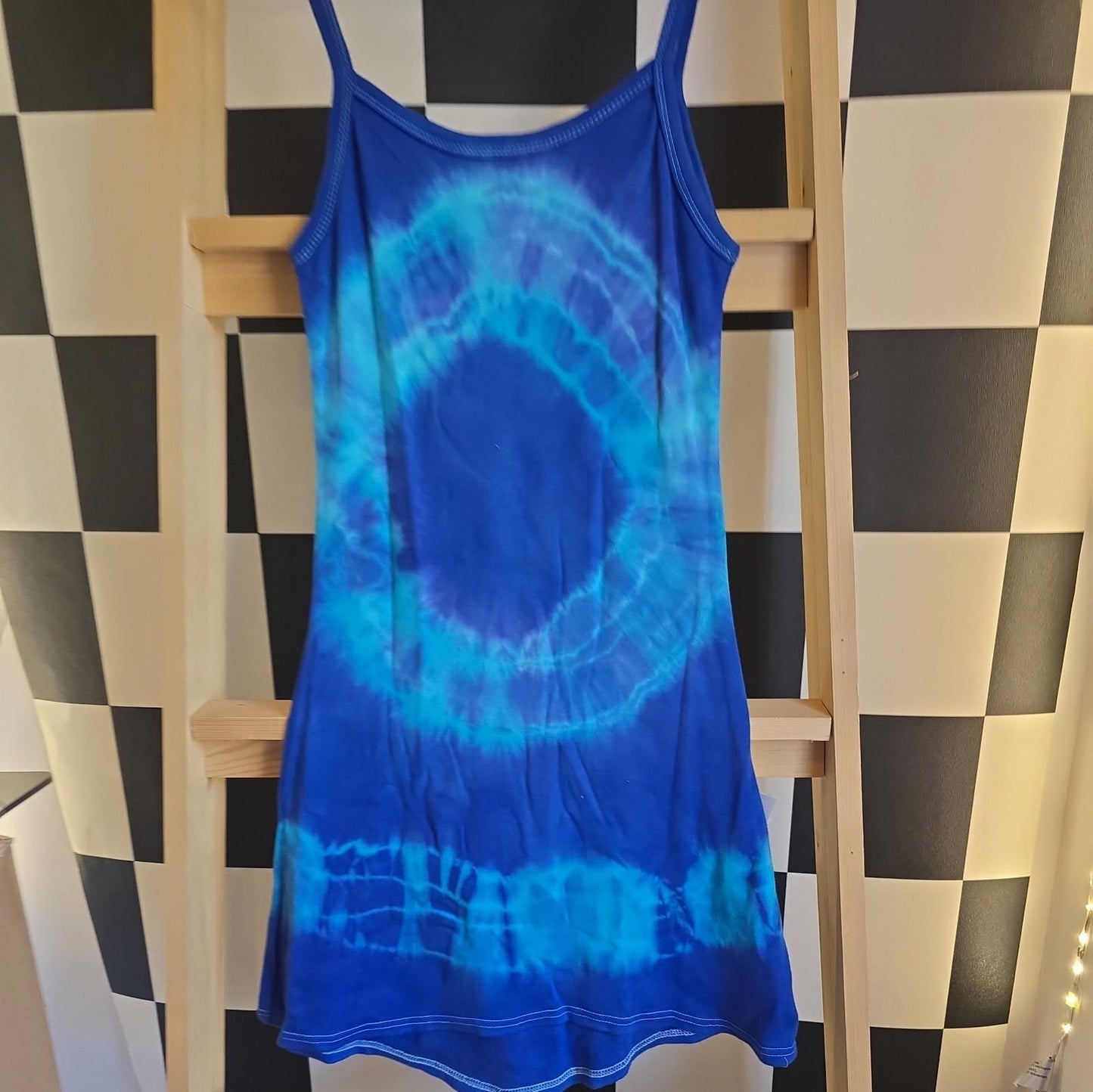 Brand New Deadstock Tie-dye Vest Dress Sreetch Cotton Size S UK