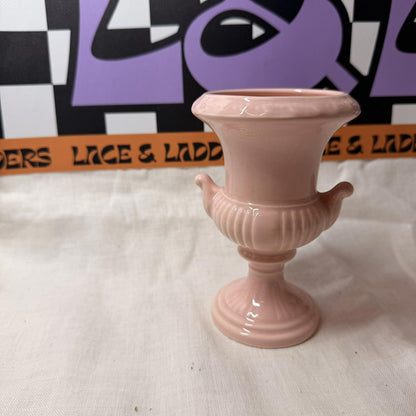 Vintage Dartmouth Potteries pink  Classical Ribbed Handled Rose Bowl Urn Vase