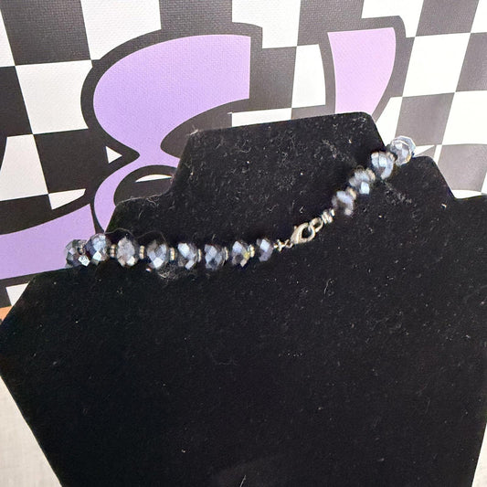 Vintage Costume Jewellery Necklace Unknown Beaded Design gorgeous dark sparkle