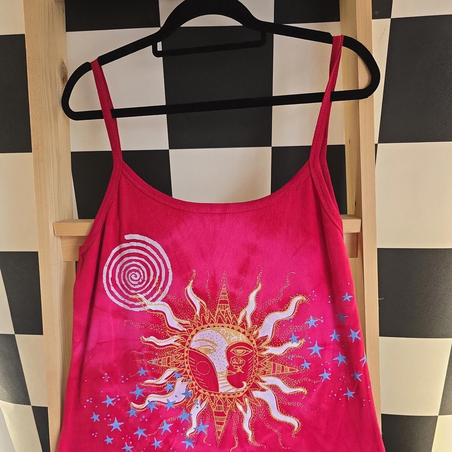 Brand New Tie Dye DEADSTOCK Cotton Vest Dress Size L Stretchy