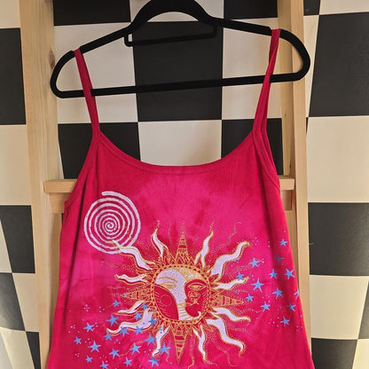 Brand New Tie Dye DEADSTOCK Cotton Vest Dress Size L Stretchy