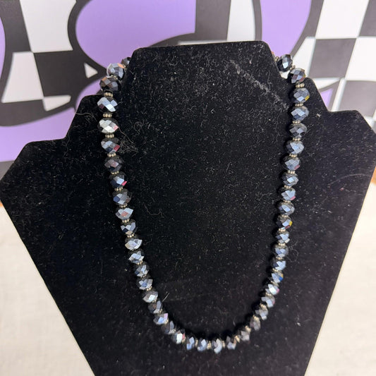 Vintage Costume Jewellery Necklace Unknown Beaded Design gorgeous dark sparkle