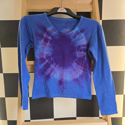 Brand New Deadstock Tie Dye T-Shirt Long Sleeve Size S crop AMERICAN 100% COTTON