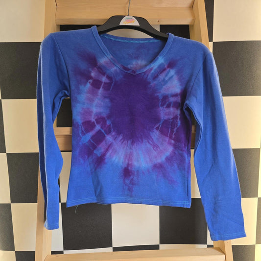 Brand New Deadstock Tie Dye T-Shirt Long Sleeve Size S crop AMERICAN 100% COTTON