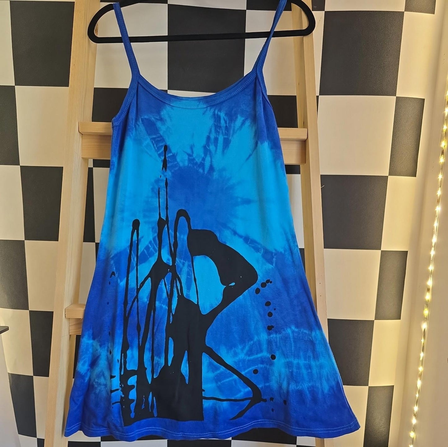 Brand New Tie Dye DEADSTOCK Cotton Vest Dress Size M Stretchy