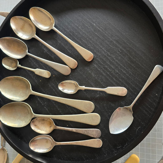 JOBLOT OF EPNS SILVER PLATED SPOONS SOME ANTIQUE X10 TINY - XL