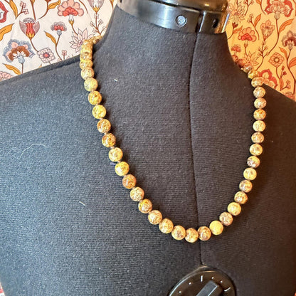 Vintage Costume Jewellery Necklace Unknown Beaded Design heavy crystal stone