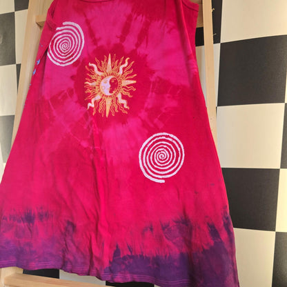 Brand New Tie Dye DEADSTOCK Cotton Vest Dress Size L Stretchy