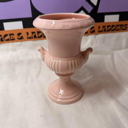 Vintage Dartmouth Potteries pink  Classical Ribbed Handled Rose Bowl Urn Vase