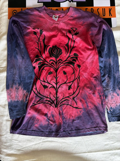 Large Fruit Of loom tie dye Long Sleeve Deadstock unisex pink and purple new