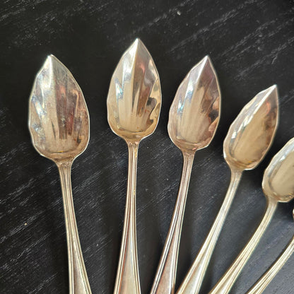Set of 6 Vintage Silver plates epns Shaped fruit Spoons