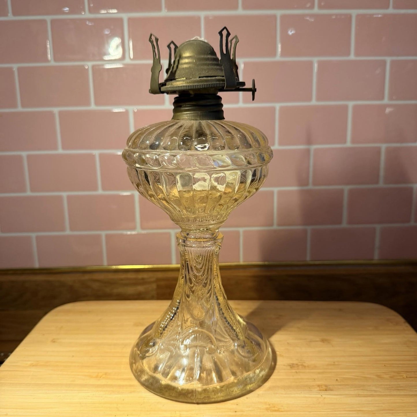 19th century oil lamp burner glass moulded paraffin antique gorgeous