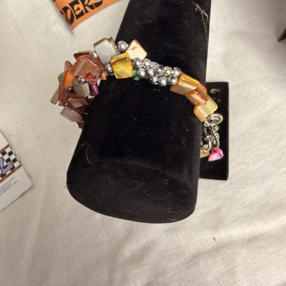 Vintage Beaded Multicoloured Bracelet Costume Jewellery Boho Hippy Festival