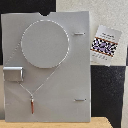 RED GOLDSTONE hexagonal drop pendant on a Sterling Ilver 925 necklace Vintage