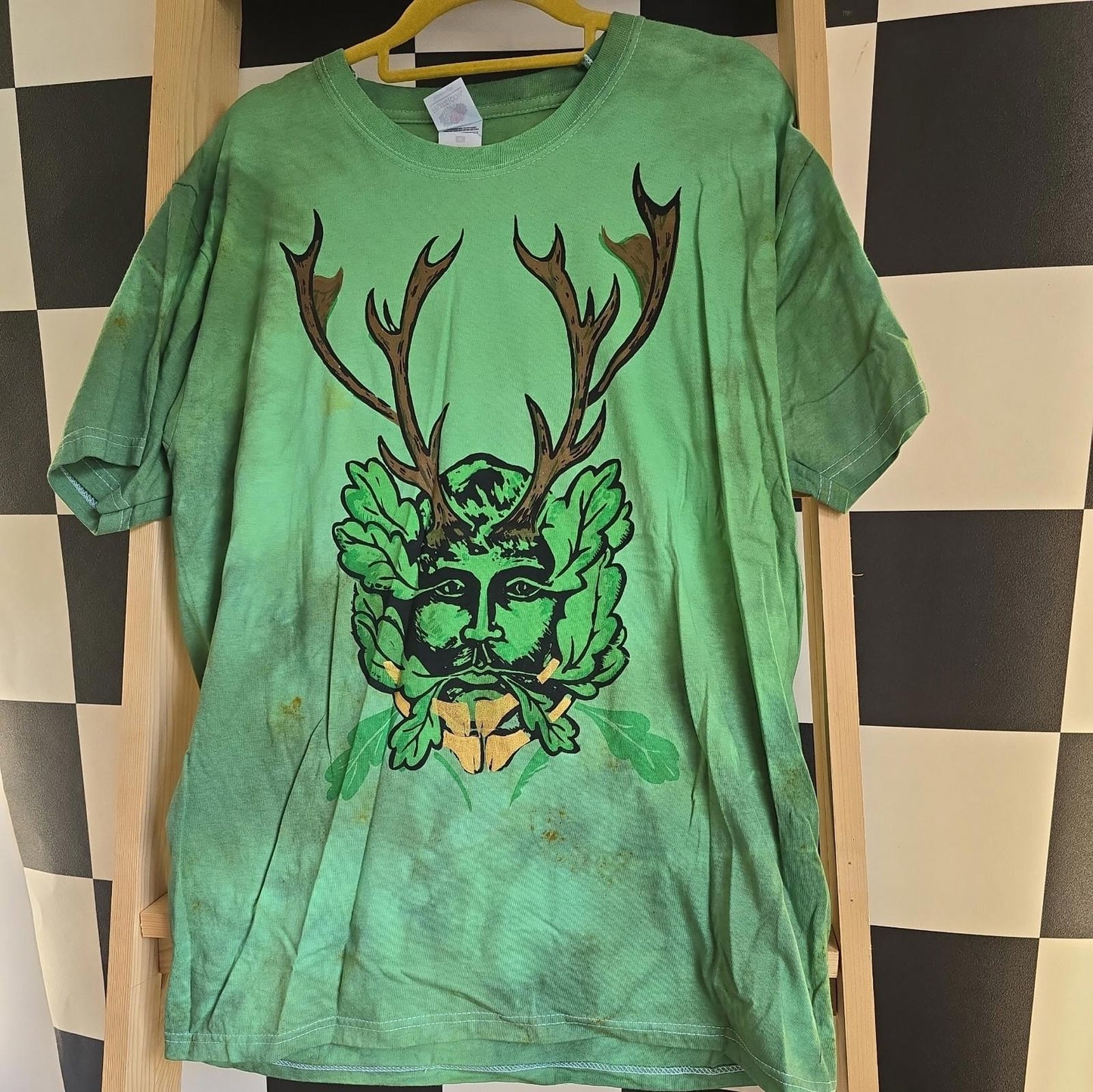imperfect! Brand New Deadstock Tie Dye size M FRUIT OF THE LOOM T-Shirt Greenman